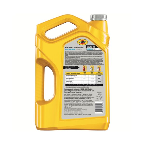 Pennzoil Platinum High Mileage Full Synthetic 0W-20 - Gambar 2