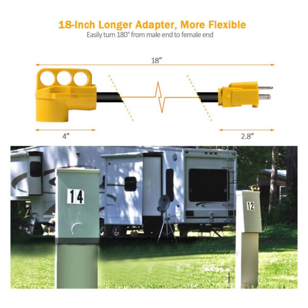 SnowyFox RV 15Amp to 50Amp Adapter - 15Male - Gambar 3